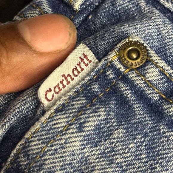 Carhartt Men 40x30 Blue Denim Jean Pant Insulated Fleece Lined Winter Outerwear - Picture 8 of 16